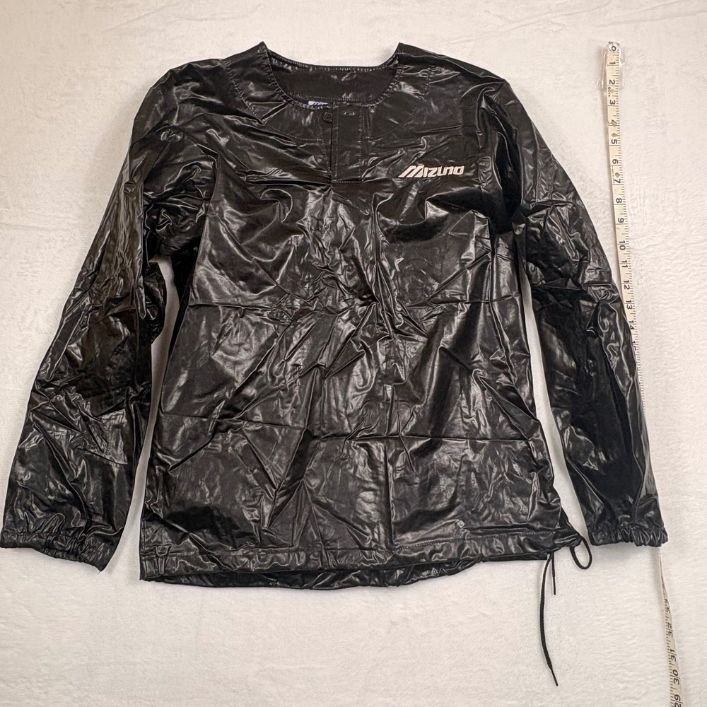 Vintage Mizuno Black Windbreaker Jacket Made in USA Polyurethane Coated Mens S